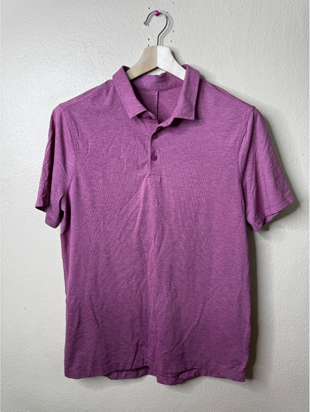 Lululemon Men’s Large Purple Heather Polo Shirt Short Sleeve Golf Casual